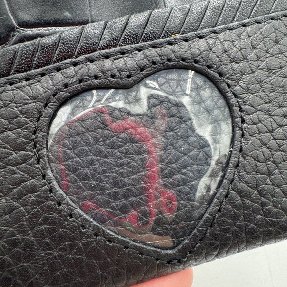 BRIGHTON Small ID Wallet Black Heart woman’s pebble leather floral basket zipper - Picture 4 of 9